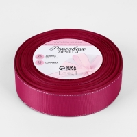 Лента репсовая 25мм*25&plusmn;1ярд(23м&plusmn;1м) серебряные нити №028 ярко-розовый АУ