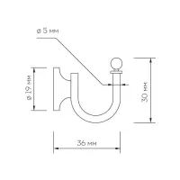 Крючок мебельный ТУНДРА TKO005, однорожковый, бронза, 200 шт