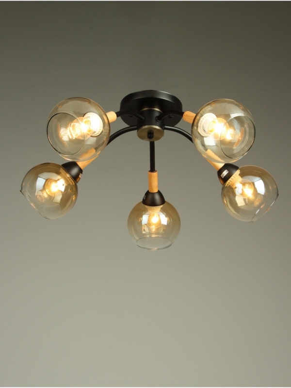 Люстра "Гундер" 5хЕ27 40Вт черный 57х57х25 см