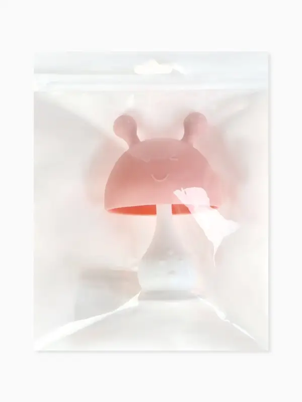 Прорезыватель силиконовый для зубов с погремушкой 3 в 1 M&B &laquo;Зайка&raquo;, розовый