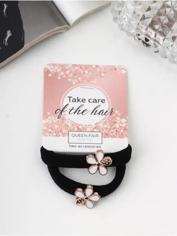 Резинки для волос &laquo;Грейс&raquo;, набор 2 шт., цветок, 3.5 см, чёрные