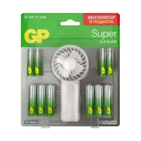 Батарейка алкалиновая GP Super, ААА+АА, LR03+LR6-24BL, 1.5 В, блистер 12+12 шт, вентилятор