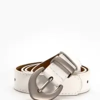 Ремень жен 05-01-02-01, Июнь2506, 3*0,3*110 см, без винта, пряж мат металл, 1 прокол, белый   109031