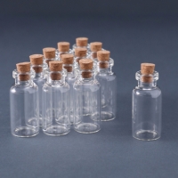 Бутылочка с пробкой, стекло, прозрачная 5 мл набор 12 шт 4х1,8х1,8 см