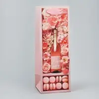 Пакет подарочный под бутылку, упаковка, &laquo;Розовое настроение&raquo;, 9 х 25 х 8.5 см