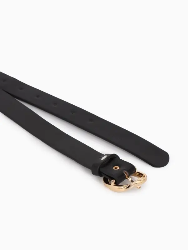 Ремень жен 05-01-01-01, Июнь2510, 2,9*0,3*110 см, без винта, пряж золото, 1 прокол, черный   1090314