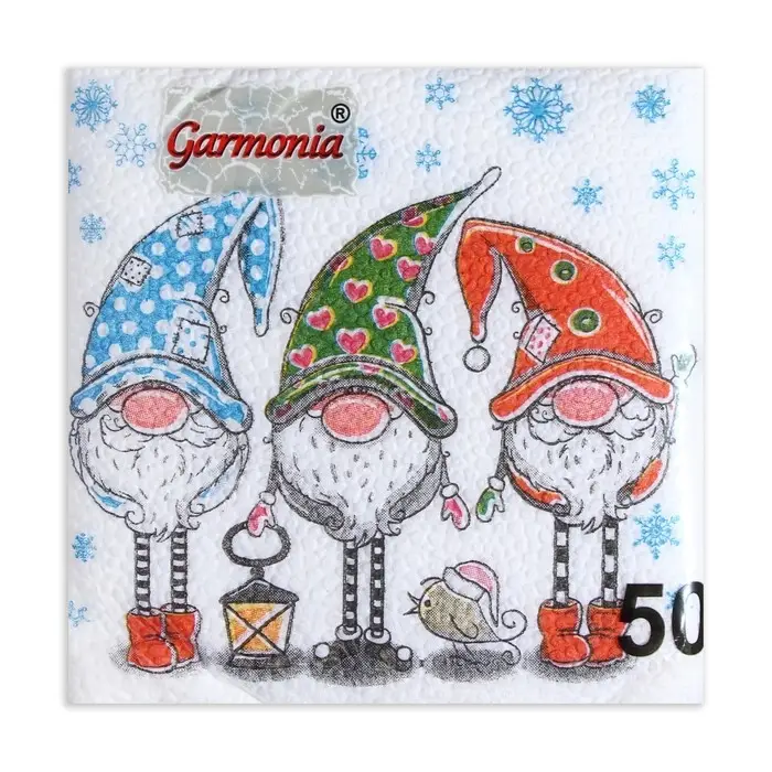Салфетки новогодние бумажные Гармония цвета &laquo;Сказочные гномы&raquo;, 24х24 см, 50 шт