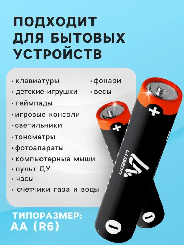 Батарейка солевая Luazon Heavy Duty, AA, R6, спайка, 4 штуки