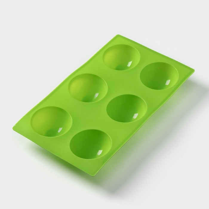 Форма для выпечки Доляна &laquo;Фигуры. Полусфера&raquo;, силикон, 27&times;18&times;3,5 см, 6 ячеек (7&times;7&times;3,5 см), цвет МИКС