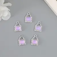 Декор для творчества металл, страз "Сумочка" сиреневый 1,7х1,2 см