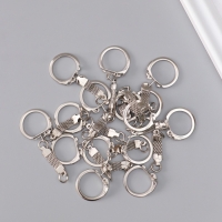 Основа для брелока карабин металл с плоской цепочкой серебро набор 15 шт 5,8х2,2 см