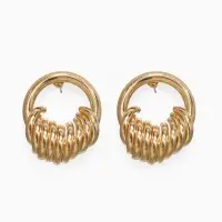 Серьги металл "Кольца" тренд, цвет золото