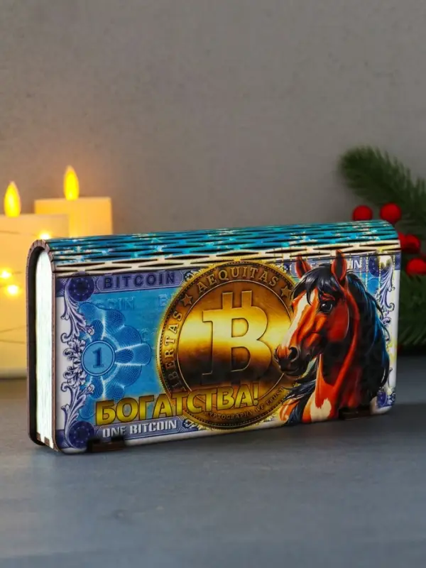 Купюрница новогодняя Биткоин "Богатства" 18х9,5х3,5 см