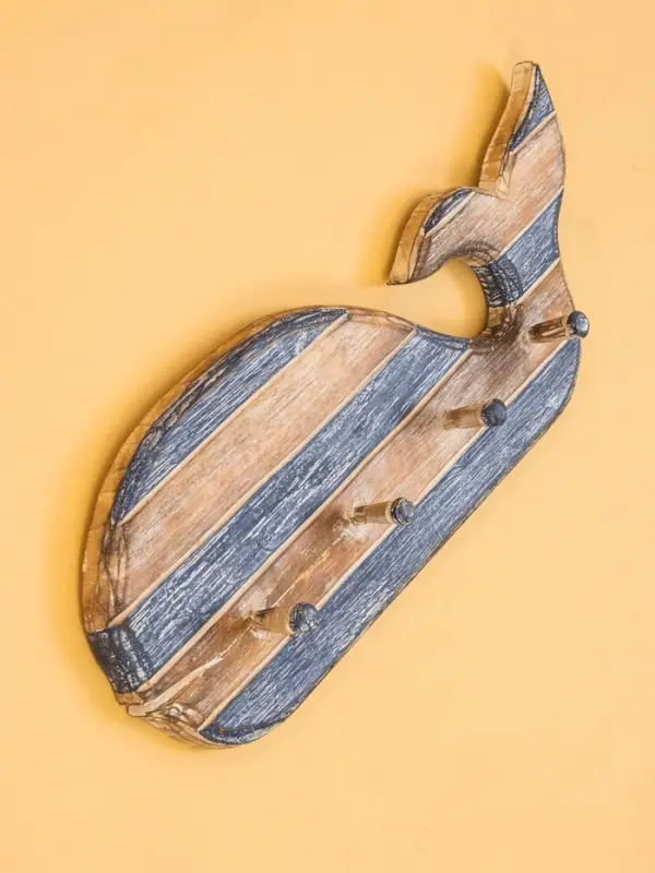 Вешалка "Кит" с 3 крючками, дерево 44х2х18 см, цв. синий