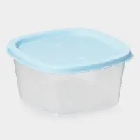 Контейнер пищевой, 900 мл, 14.9&times;14.9&times;7.4 см, квадрат, прозрачный, крышка голубая