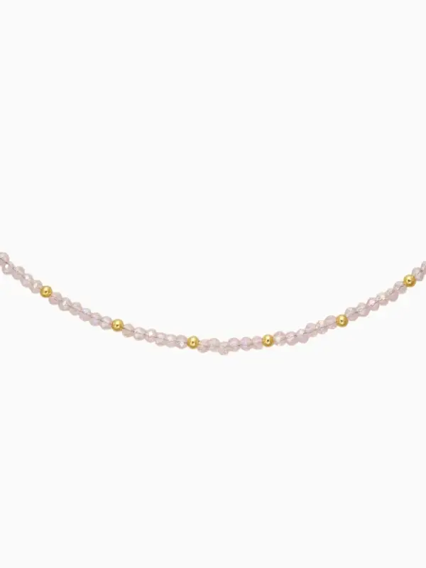 Чокер &laquo;Хрусталь&raquo; бусины, светло-розовый в золоте, 37 см + 5 см доп, цепочка