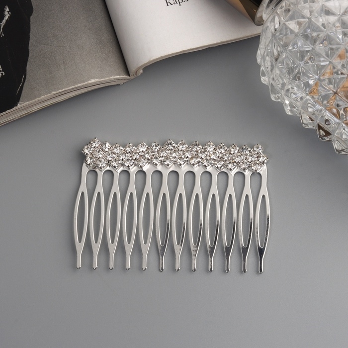 Гребень для волос "Медея" геометрия, 6,5х4 см, серебро