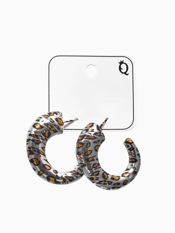 Серьги пластик &laquo;Леопард&raquo;, цвет серебро
