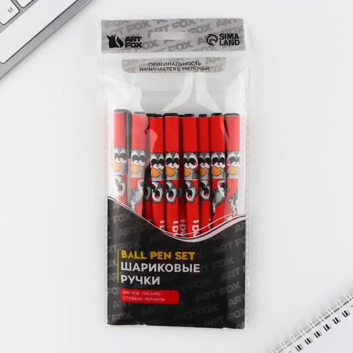 Ручка шариковая, синяя паста 0.7 мм, с колпачком, пластик &laquo;Енотики&raquo;