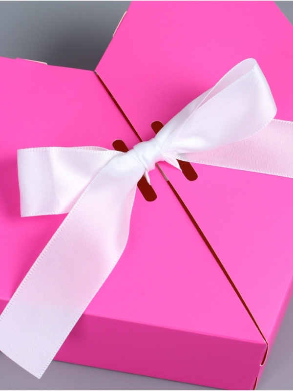 Коробка самосборная сердце, 17 х 17 х 6 см, розовая