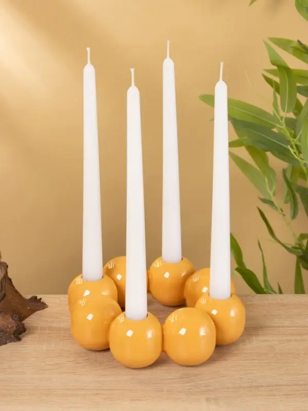 Подсвечник на 4 свечи "Бусы" с 8 сферами, песок 19х19х5,5 см