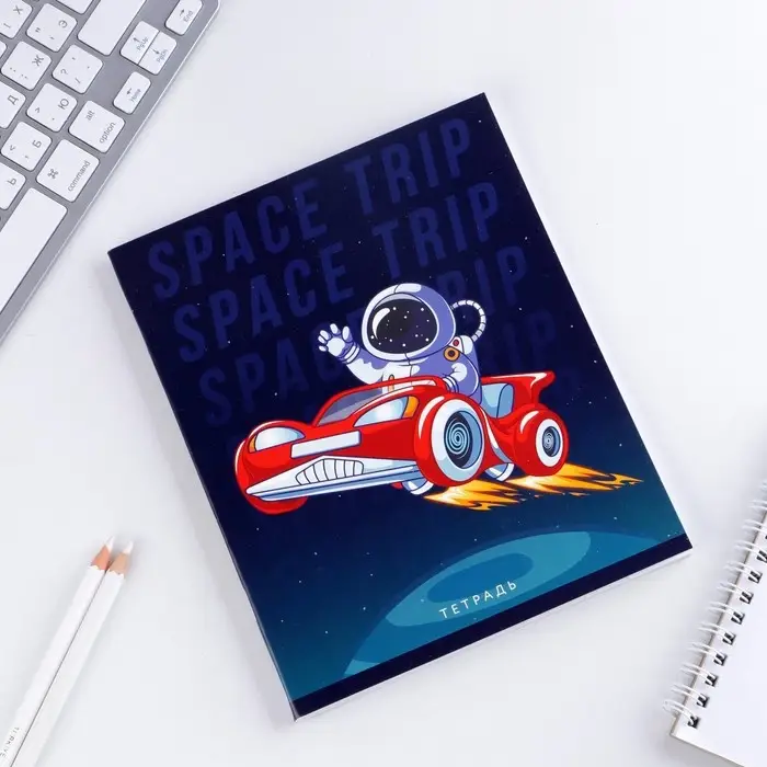 Тетрадь в клетку, 48 л., А5, на скрепке, блок №1 &laquo;Космос&raquo; МИКС