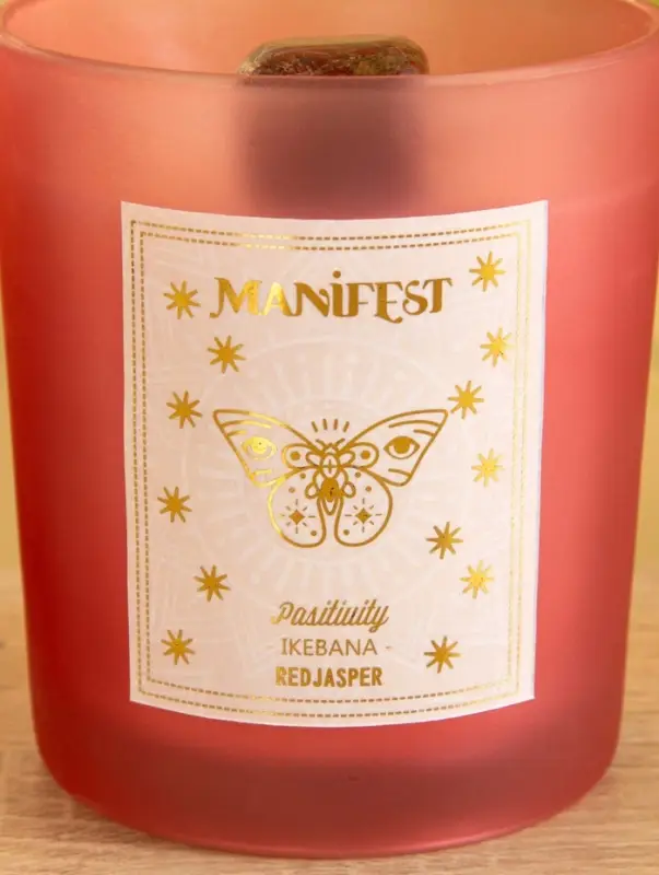 Свеча в стекле с камнем Manifest икебана 200 гр соевый воск