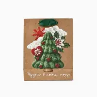 Пакет подарочный новогодний крафтовый &laquo;Новогодняя ёлочка&raquo;, S 15 х 12 х 5.5 см