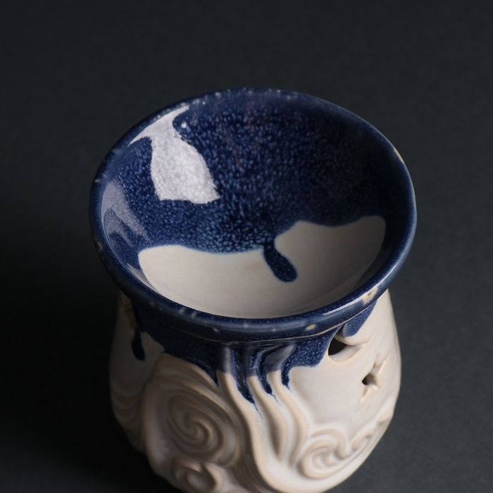 Аромалампа керамика "Море волнуется" синий 8,6х8,6х9,6 см