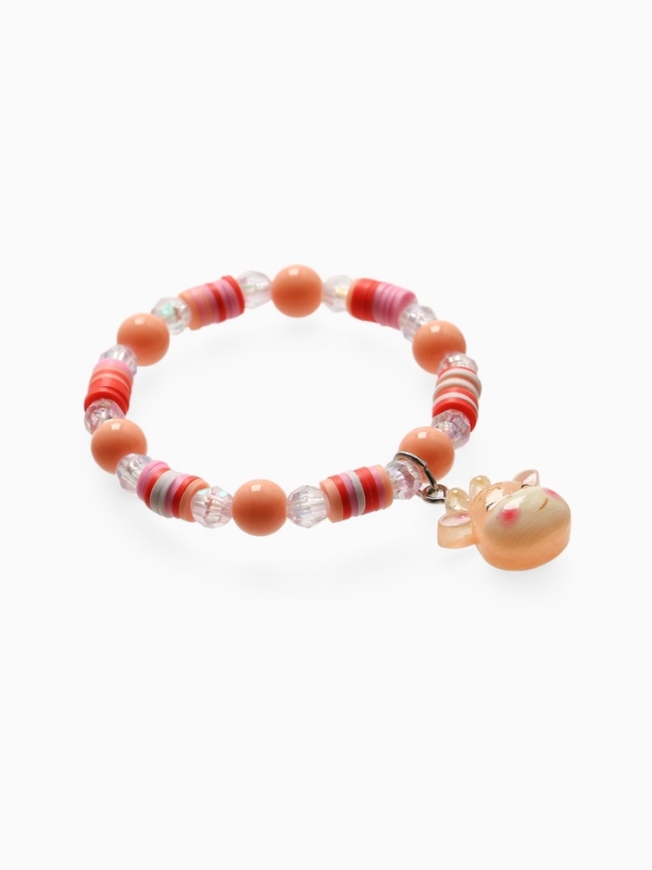 Браслет детский "Выбражулька" фимо с бусинами, жираф с бусинами, цветной