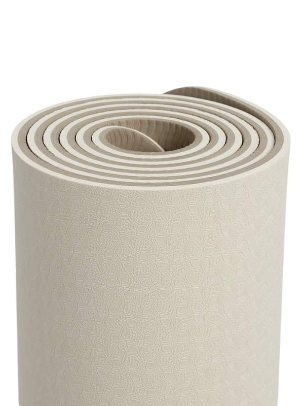 Коврик для фитнеса и йоги ONLYTOP, 183x61x 0,8 см, цвет молочный/темно-коричневый