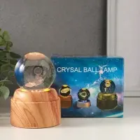 Сувенир стекло свет "Шар. Космонавт на месяце" 6хLED шар d=6 см, крутится, USB 7х7х10 см