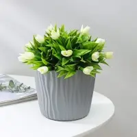 Кашпо для цветов со вставкой &laquo;Волна&raquo;, 2 л, d=16 см, h=13,5 см, цвет серый