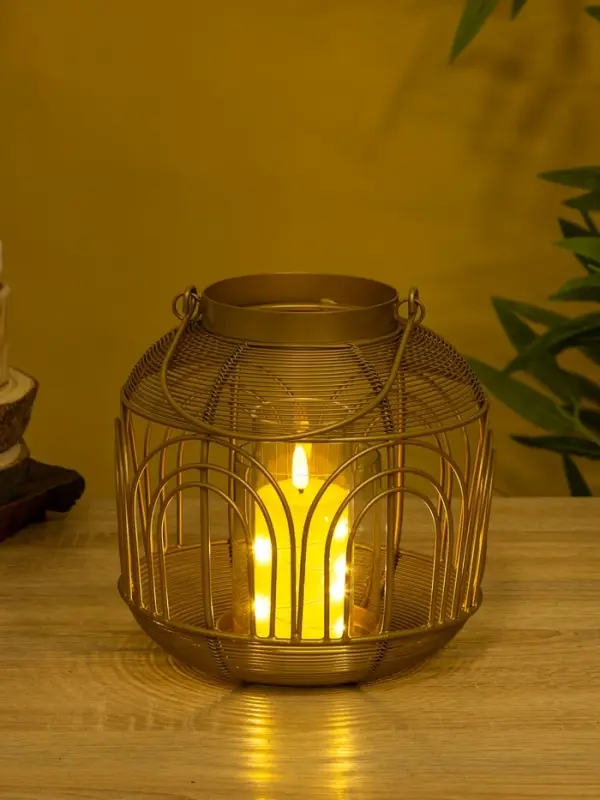Подсвечник фонарь со стеклянной колбой 19х19х19,5 см, d 8,5 см, металл, цв. Золото