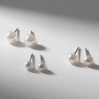 Пусеты в коробке 108 пар &laquo;Жемчужинки&raquo;, 4, 5, 6 мм, цвет молочный в серебре