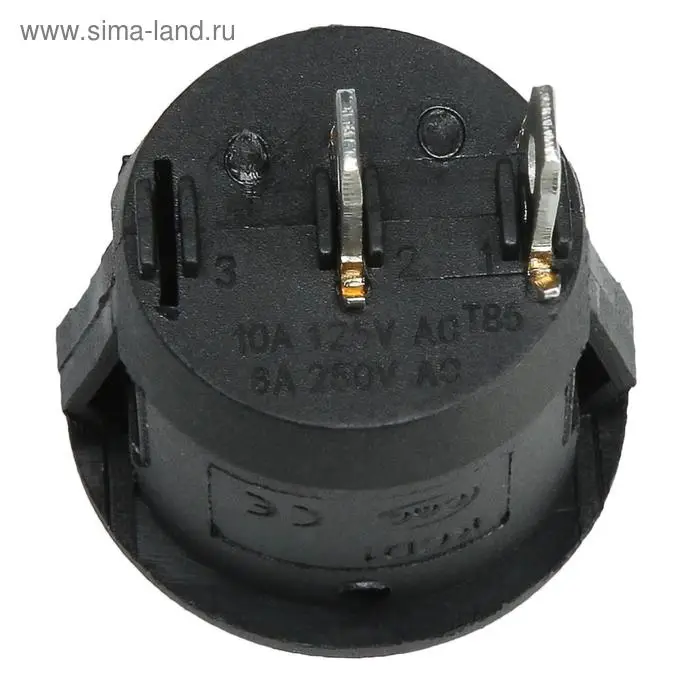 Выключатель клавишный, без подсветки, диаметр 23 мм, черный, 10 А