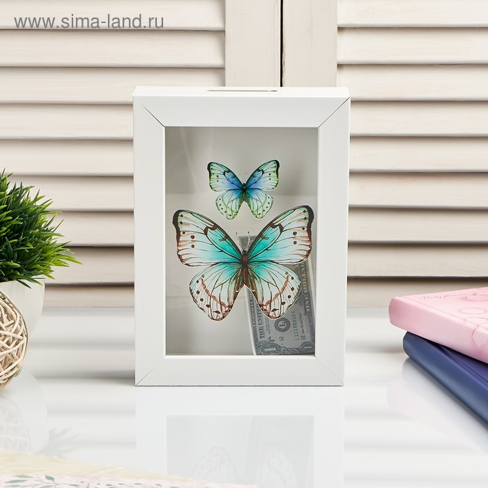Копилка интерьерная пластик "Бабочки" 17х12х3,8 см