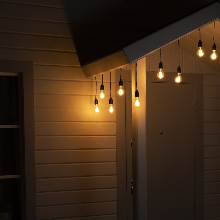 Гирлянда &laquo;Ретро белт-лайт&raquo; со свесами 10 и 20 см, 10 м, IP54, УМС, 2W, тёмная нить, шаг 50 см, Е27 (без ламп), 220 В