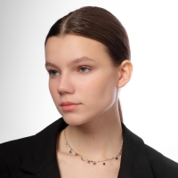 Чокер &laquo;Полумесяц&raquo; фазы луны, цветной в серебре, 35 см