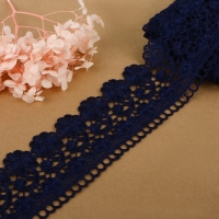 Кружево гипюровое, 60 мм &times; 6,8 &plusmn; 0,5 м, цвет тёмно-синий