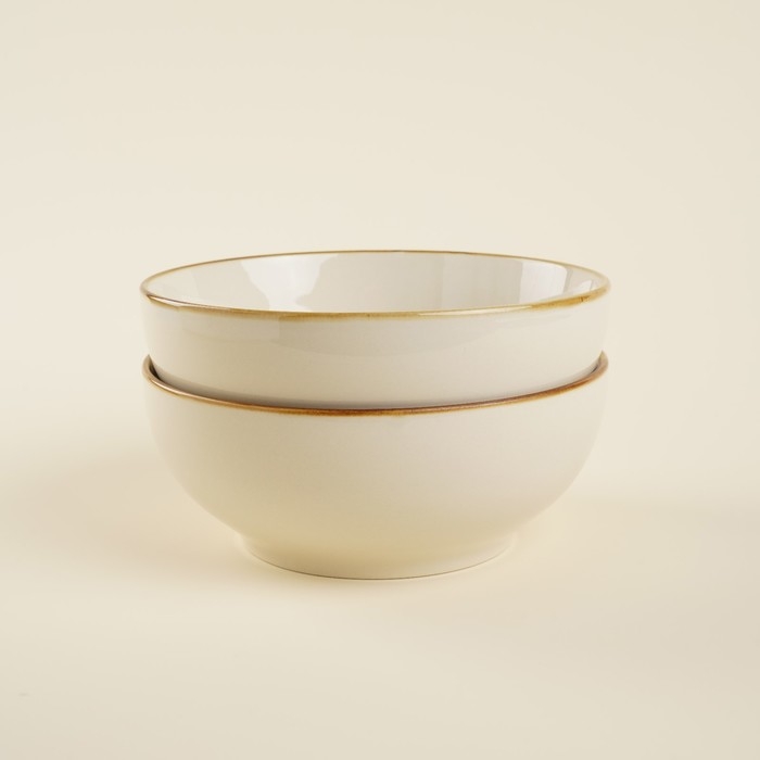 Набор мисок фарфоровых SL Home &laquo;Леггеро&raquo;, 1,2 л, d=18,5 см, цвет бежевый