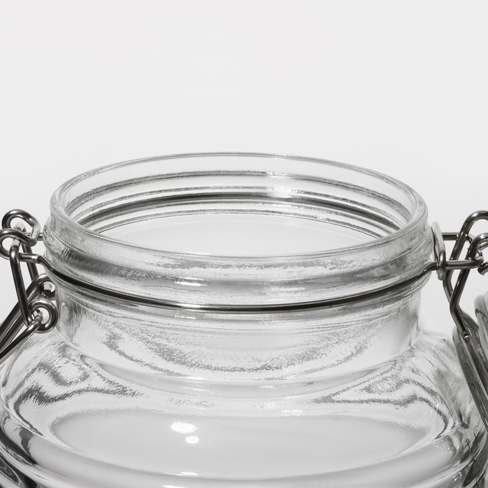 Банка стеклянная для хранения сыпучих продуктов Доляна &laquo;Уют&raquo;, 2,1 л, 12&times;19 см, с бугельным замком