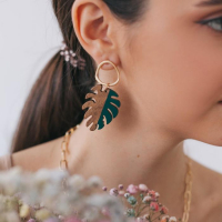 Серьги ассорти &laquo;Ваканда&raquo; монстера, цвет зелёно-коричневый в золоте