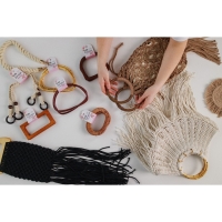 Ручки для сумки деревянные, плетёные, d = 10,2 / 12,5 см, 2 шт, цвет коричневый