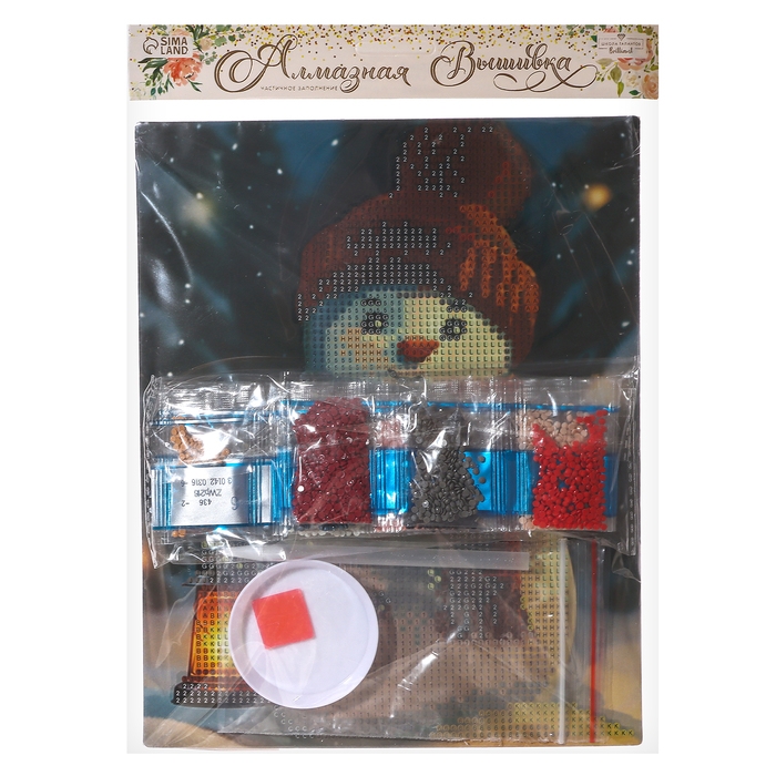 Алмазная мозаика с частичным заполнением на новый год &laquo;Снеговик&raquo; 20 х 25 см