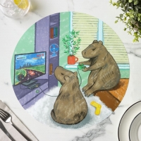 Набор салфеток сервировочных кухонных Доляна &laquo;Капибары геймеры&raquo;, 2 шт, настольное покрытие, d=36 см