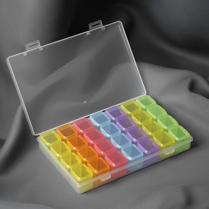 Органайзер для рукоделия, 7 органайзеров по 4 отделения, 17,5 &times; 10,5 &times; 2,5 см, цвет МИКС