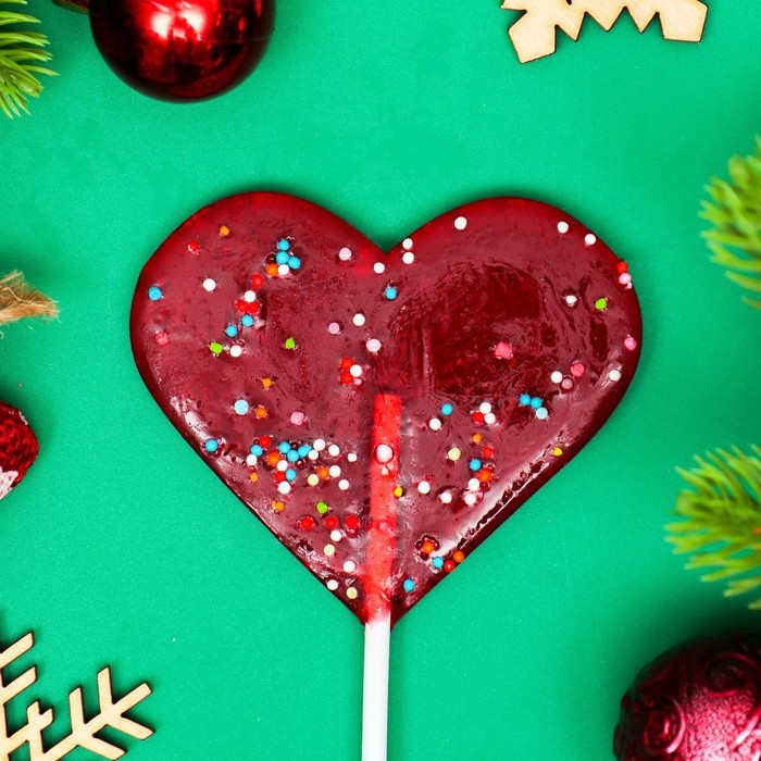 Новый год. Карамель леденцовая на палочке, с декором, "Конфетти", МИКС, 40 г