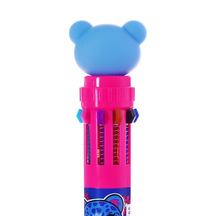 Ручка шариковая автоматическая, 10-ти цветная, штрихкод на штуке, МИКС Котик