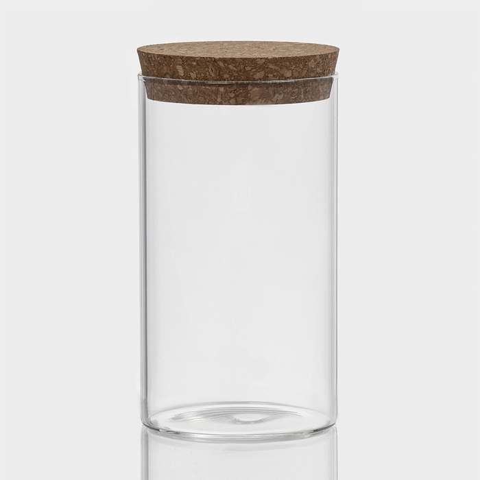 Банка стеклянная для хранения сыпучих продуктов &laquo;Классика&raquo;, 650 мл, 8,5&times;16 см, с пробковой крышкой